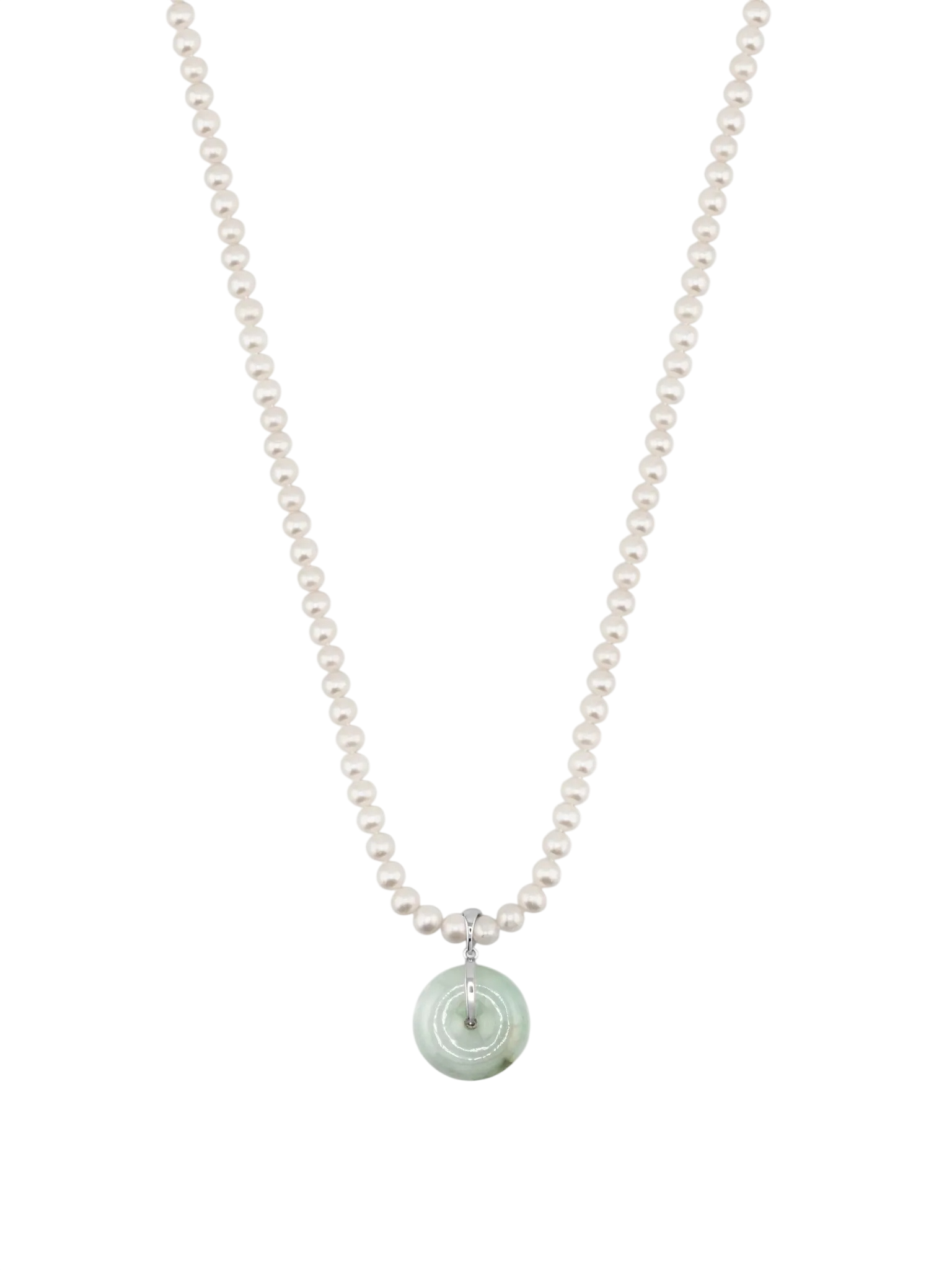 Jade Diamond Coin Pearl Necklace